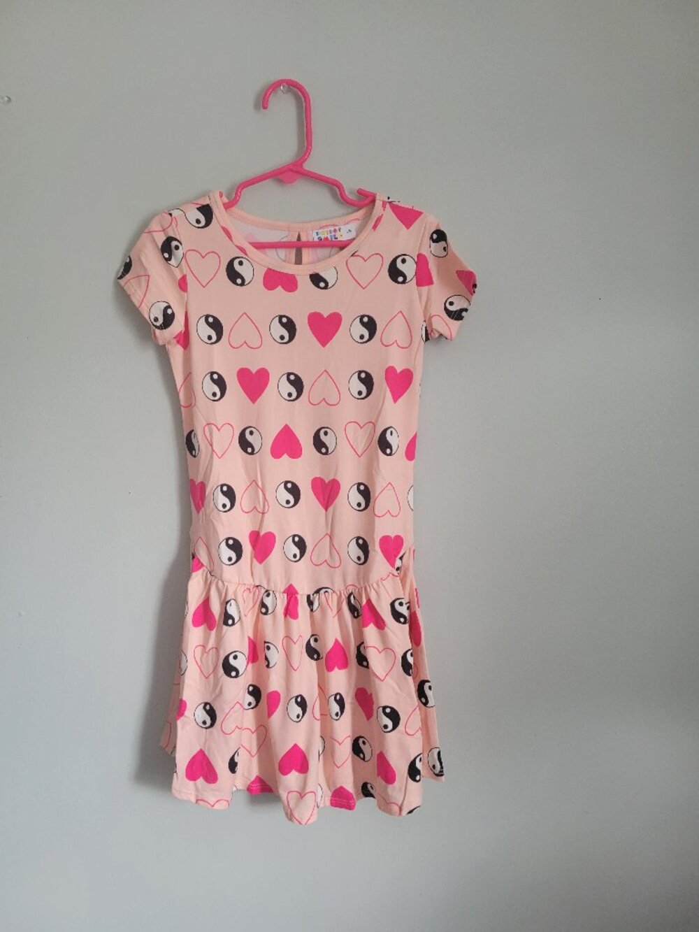 Dot Dot Smile Dress  Girl's 5/6 Youth Peach Peace & Hearts Twirl Flapper NWT
